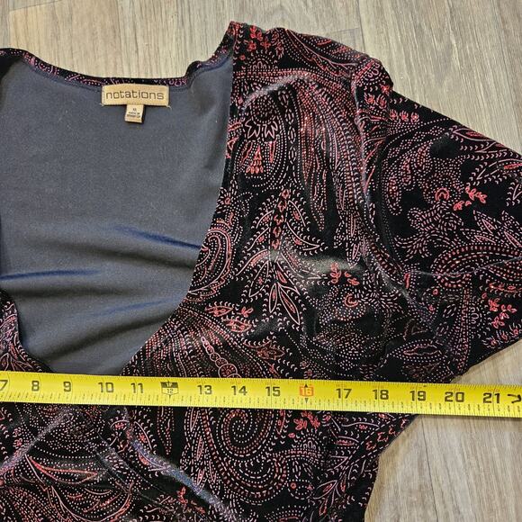 Vtg Notations Velvet Surplus Top Womens XL Black Red Whimsigoth Grunge Y2K Boho - Picture 7 of 8